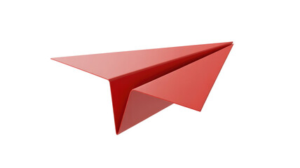 Red Paper Airplane on Transparent Background