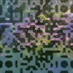 Enchanted Forest with Blossoming Flowers