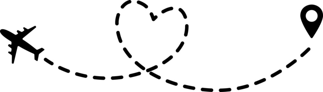 Vector set of airoplain icon doodle paper airplane isolated on white background. Line icon symbol of travel and route. Vector icon.Paper plane with dotted line, Origami paper airplane, Travel symbo