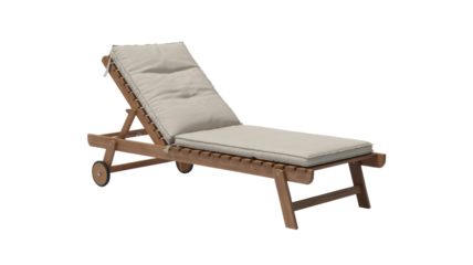 Wooden chaise lounge with cushion