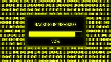 Computer hacking process with digital binary data display.4k video - Powered by Adobe