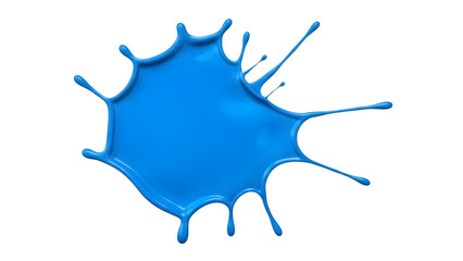 Fototapeta premium Vibrant blue liquid splatter with multiple elongated drips extending outward isolated on a transparent background