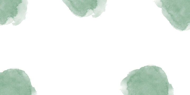 Abstract light green watercolor splashes border Minimalist pastel brushstrokes background template Modern artistic