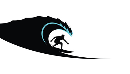 Surfer Riding Blue Wave in Ocean © Naseem