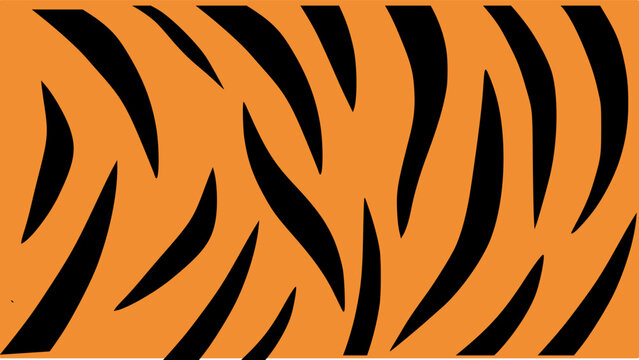 Tiger stripe pattern background. Orange and black animal print texture vector.