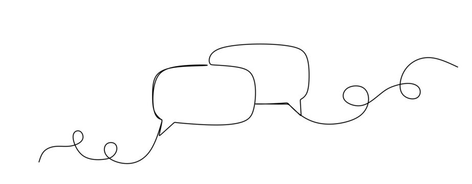 Speech bubble simple one line drawing clean minimalist outline vector graphic icon with background
