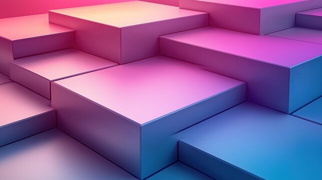 Abstract stairs glowing with vibrant colors