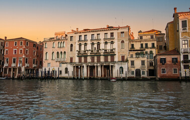 the splendid palaces overlook the Grand Canal in Venice