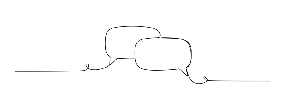 Speech bubble simple one line drawing clean minimalist outline vector graphic icon with background