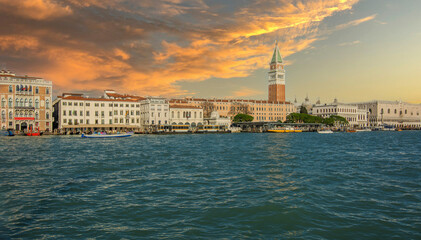 view of Venice from the lagoon of the city of the same name