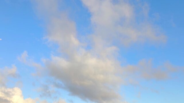 Sky with orange cirrocumulus and altocumulus clouds at dawn