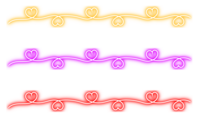 Colorful decorative heart pattern borders with wavy lines on a black background perfect for celebration