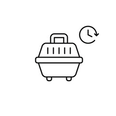 Fototapeta premium Cat and clock. Pet routine, daily timed cat activities. Pixel perfect, editable stroke vector icon