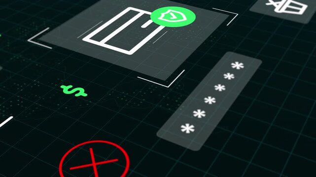 Security monitor showing a red cross mark and failed login attempt notification on an encrypted password screen.