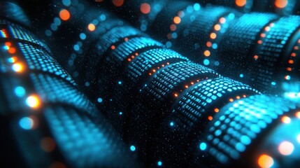 Abstract view of curved blue digital structures