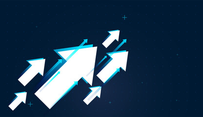 Glowing gradients on the arrows hint at rising prices and volume. white arrows abstract background material  vector design