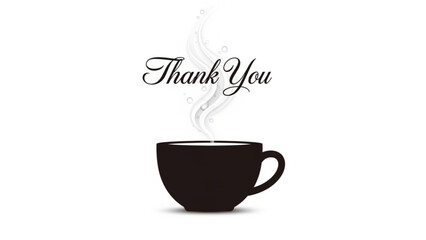 Obraz premium Warm Gratitude in Every Sip: A steaming cup of coffee, the aroma rising, forms the backdrop for a heartfelt Thank You, perfect for conveying appreciation
