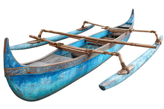 Racing outrigger canoe isolated on transparent background
