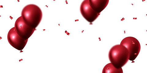 Beautiful red 3D balloon illustration background banner template.