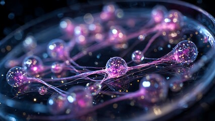 Stunning abstract visualization of glowing biological structures, perfect for science, technology, and medical innovations, showcasing cutting-edge research