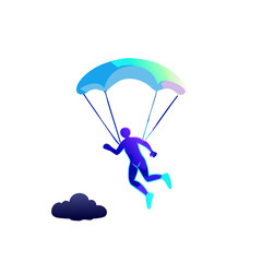 Neon Line Skydiving Icon