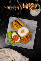 Traditional Asian Breakfast on Plate.