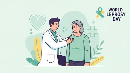 World Leprosy Day: A doctor gives comfort to his patient, illustrating empathy and care during a health checkup on World Leprosy Day.