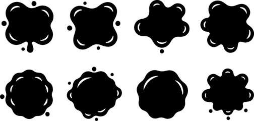 Flat Vector Illustration of Colorful Paint Splashes and Liquid Blobs Isolated on White Background for Creative Graphic Design Projects and Artistic Branding Elements