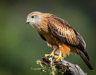 Fototapeta premium A regal raptor perches gracefully on a weathered branch