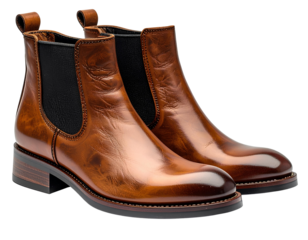 Side Profile Chelsea Boots on Model, Minimalist Style, Transparent PNG.