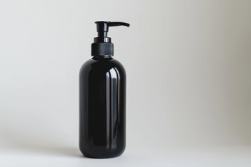Elegant black pump bottle perfect for skincare soap shampoo and lotion on transparent background
