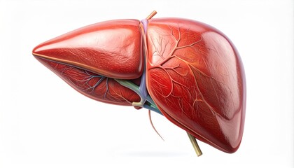 Anatomical illustration of the human liver, showing blood vessels and structure