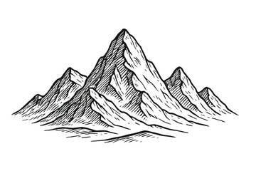 Black and White Mountain Range Illustration