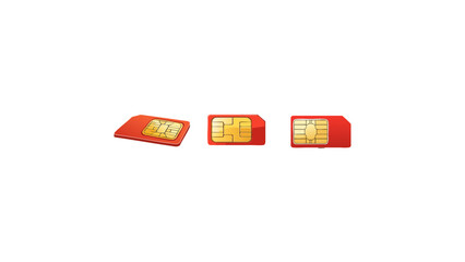 SIM Card Set Icon Vector, Mobile SIM and Memory Card Symbols for Telecommunication, Network, Smartphone, and Tech Concepts, Isolated on Transparent Background
