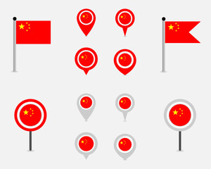 China Pin Map Icon Collection on White Background &ndash; Location Marker Symbol Set