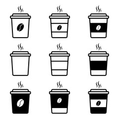 Coffee Cup Icon Collection Set. Modern Caf&eacute; Beverage Symbols Bundle.