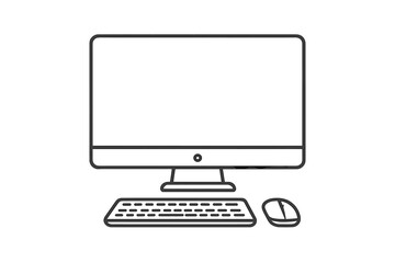 Fototapeta premium Minimalist computer setup on a gray background