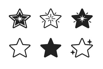 Obraz premium Collection of dark star icons with subtle glow effect