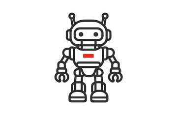 Fototapeta premium Cute Robot with Glowing Red Chest Light