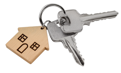 House Keychain with Silver Keys isolated on a transparent background