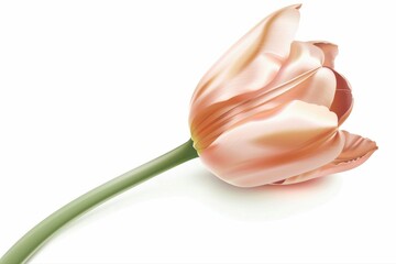 Soft peach tulip flower elegant bloom of spring fresh natural beauty on transparent background