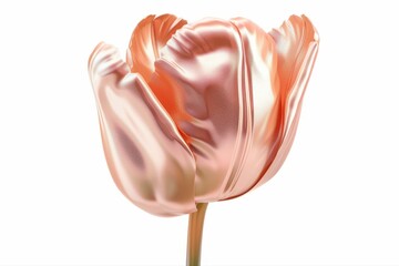 Luminous rose gold metallic tulip bloom luxury floral art Shimmering on transparent background