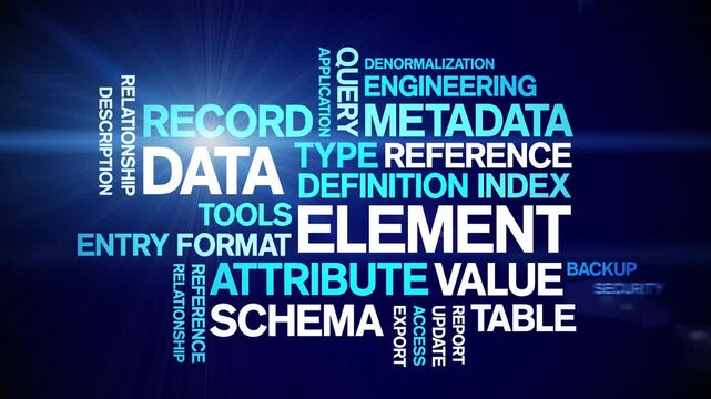 Data Element animated word cloud-text design animation tag kinetic typography seamless loop.