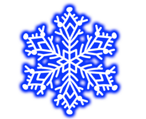 Beautiful blue snowflake with intricate white design on transparent background. on transparent background