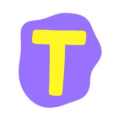 Alphabet. English. English language. Cute. Doodle. Paint. Drawing. Kid. colorful alphabet. cute alphabet. rainbow alphabet. cute letters. alphabet emoji. alphabet letter t. T.