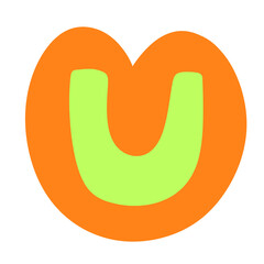 Alphabet. English. English language. Cute. Doodle. Paint. Drawing. Kid. colorful alphabet. cute alphabet. rainbow alphabet. cute letters. alphabet emoji. alphabet letter u. U.