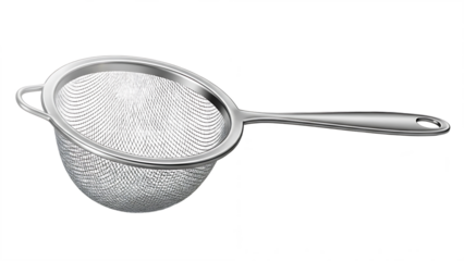 Stainless steel strainer with long handle for efficient food prep