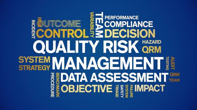 Quality Risk Management animated word cloud-text design animation tag kinetic typography seamless loop.