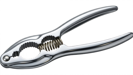 Shiny metal locking pliers on transparent background