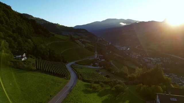 Villanders Sunrise Dolomites Italy Drone